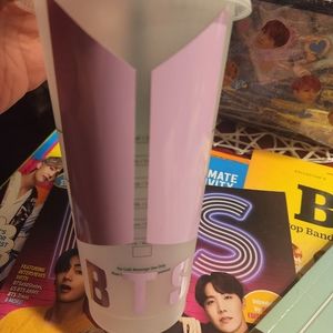 BTS books, Starbucks cup, Pink mini back pack with BTS memorabilia